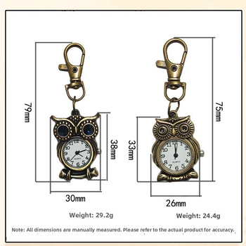 Κουκουβάγια σε σχήμα ρολόι τσέπης, quartz κίνηση Seagull Z618, αναλογική οθόνη, δυνατότητα εκτύπωσης λογοτύπου, προσαρμόσιμο, vintage στυλ, διάμετρος καίτ 20 mm ή μικρότερη