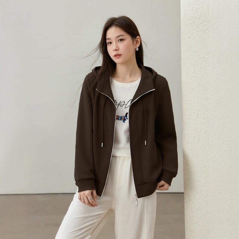 Phoenix Yiwu Ženska jakna s kapuljačom, fleece podstava i zip, poliester 65% pamuk 35%, udoban slobodan kroj, dugi rukavi, srednja dužina