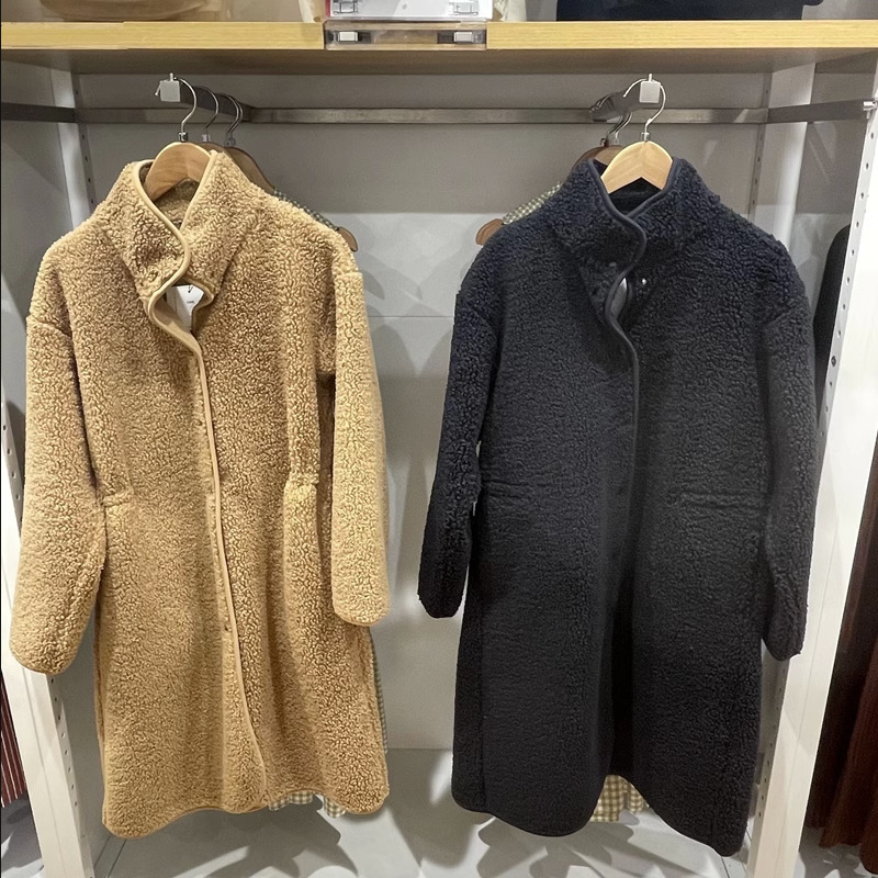 Γυναικείο παλτό μεσαίου μήκους, άνετης γραμμής, υφή faux lambskin με γούνα, γούνινος γιακάς, φερμουάρ, ακρυλικό ύφασμα με περιεκτικότητα σε σπαντεξ <30%
