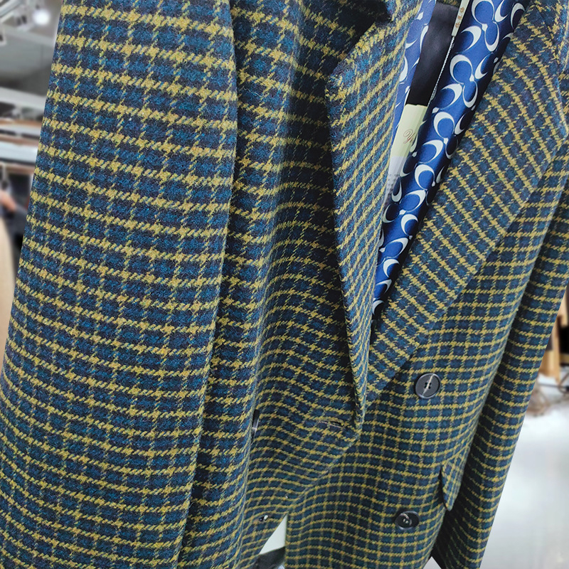 Žensko sako kariranog uzorka, materijal imitacijske vune, poliester 80–90%, street hipster stil, dugi rukavi
