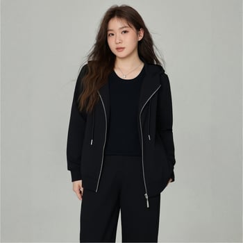 Kapucňová bunda s fleecovou podšívkou, na zips, polyester 65% / bavlna 35%