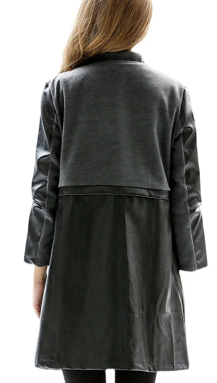 PU kožna jakna, slim fit, srednja duljina, stojeći ovratnik, dugi rukavi