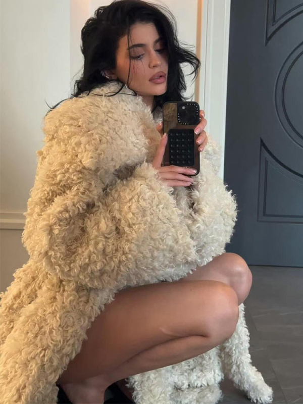 Γυναικείο παλτό από συνθετική γούνα, μακρύ μήκος 80-100 εκ, με ζώνη, χειμώνας 2025