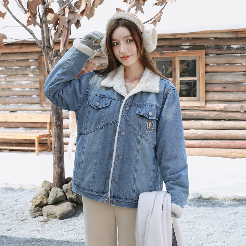 Denim kaput, opuštenog kroja, ulični stil trendsetter, rever, dugi rukavi, 95%+ sadržaj osnovne tvari