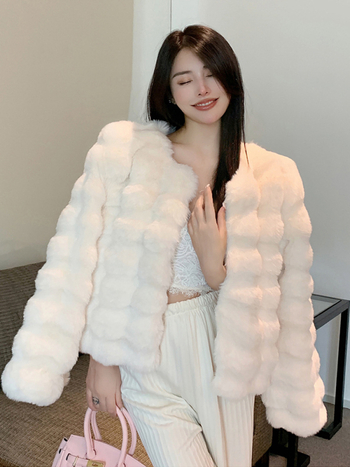 Plus veličine zimska kratka jakna od umjetne zajčje dlake, korejski stil, elegantna, jehnjeća vuna, toplo za žene
