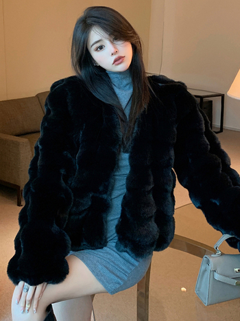 Plus veličine zimska kratka jakna od umjetne zajčje dlake, korejski stil, elegantna, jehnjeća vuna, toplo za žene