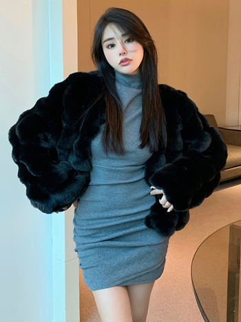 Plus veličine zimska kratka jakna od umjetne zajčje dlake, korejski stil, elegantna, jehnjeća vuna, toplo za žene