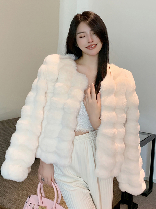 Plus veličine zimska kratka jakna od umjetne zajčje dlake, korejski stil, elegantna, jehnjeća vuna, toplo za žene
