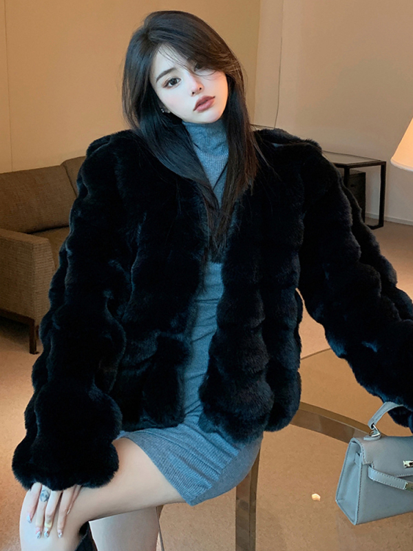 Plus veličine zimska kratka jakna od umjetne zajčje dlake, korejski stil, elegantna, jehnjeća vuna, toplo za žene