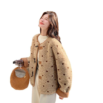 Nothing jachetă reversibilă din velur și lână de miel pentru femei, iarnă, scurtă, cu guler lotus