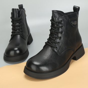 Χειμερινά μποτάκια Μάρτιν, με μαλλινή επένδυση, πλευρικός φερμουάρ, χαμηλό ύψος κορμού, καουτσούκ σόλα