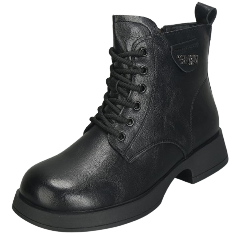 Χειμερινά μποτάκια Μάρτιν, με μαλλινή επένδυση, πλευρικός φερμουάρ, χαμηλό ύψος κορμού, καουτσούκ σόλα