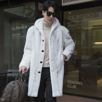 Παλτό γούνας με κουκούλα, μακρύ, τεχνητή γούνα, κλείσιμο με κουμπιά σε μονή σειρά, πλαϊνές τσέπες