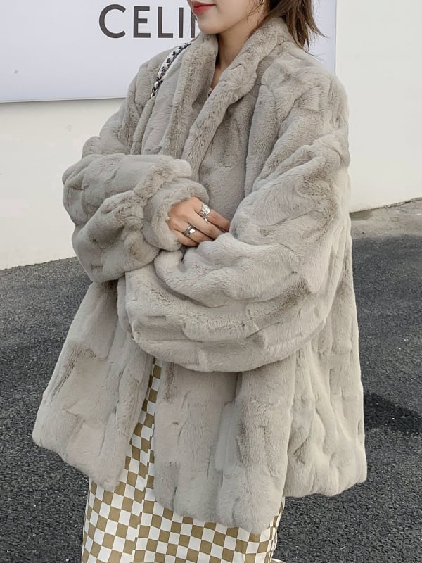 Palton din blană artificială pentru femei, lungime medie 65-80 cm, iarna 2024