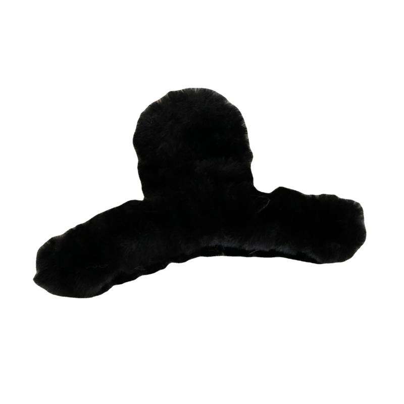 Hajcsat plüss szőrmével, kézzel készült, textil anyagból, hátsó fejre rögzíthető korong dizájn, női hajkiegészítő, irodai divat