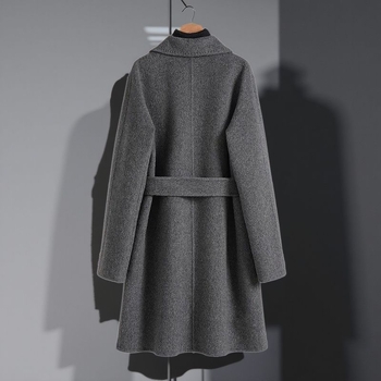 Γυναικείο παλτό μεσαίου μήκους από chenille με Spandex, διπλό κουμπί, για στυλ σακάκι, φαρδιά γραμμή, Άνοιξη 2025