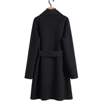 Γυναικείο παλτό μεσαίου μήκους από chenille με Spandex, διπλό κουμπί, για στυλ σακάκι, φαρδιά γραμμή, Άνοιξη 2025