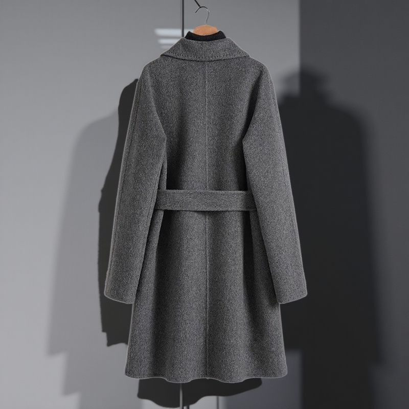 Γυναικείο παλτό μεσαίου μήκους από chenille με Spandex, διπλό κουμπί, για στυλ σακάκι, φαρδιά γραμμή, Άνοιξη 2025