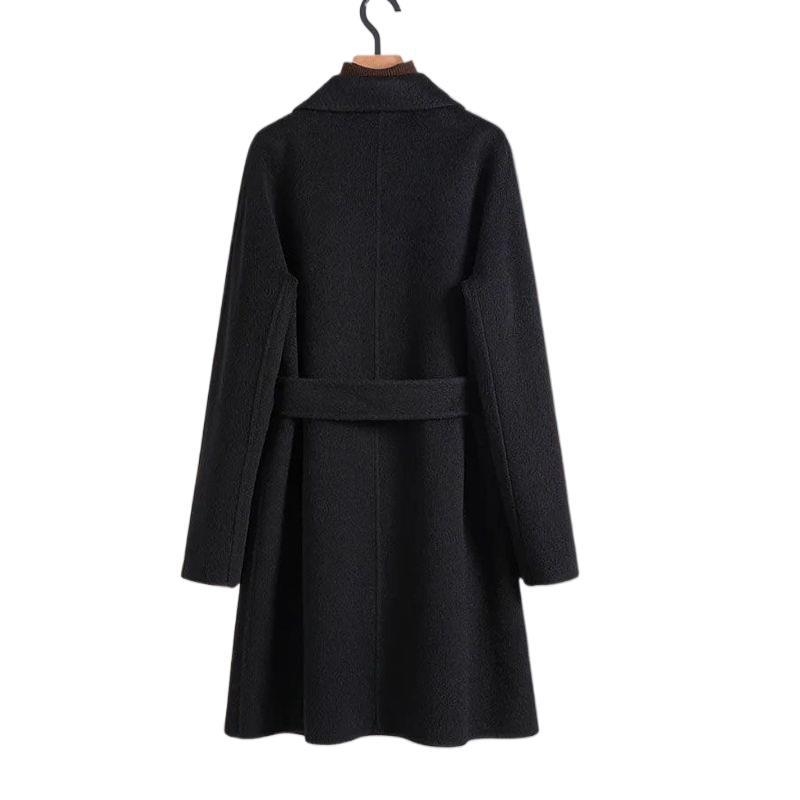 Γυναικείο παλτό μεσαίου μήκους από chenille με Spandex, διπλό κουμπί, για στυλ σακάκι, φαρδιά γραμμή, Άνοιξη 2025