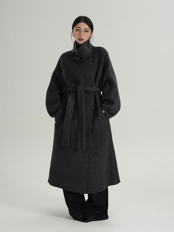 Ženski kaput sa stojećim ovratnikom, Chenille materijal, spandeks materijal, japansko-korejski ležerni stil