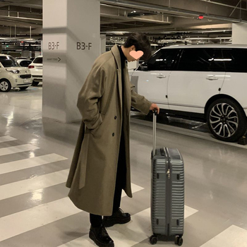 Palton bărbați din cașmir, stil coreean, croială slim, grosime mare, nasturi simpli, guler de sacou