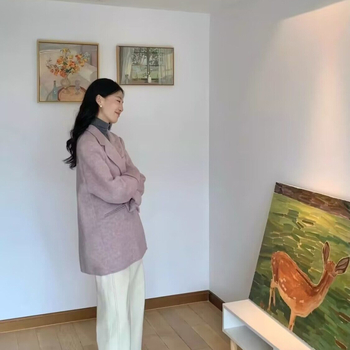 Ženska chenille vunena jakna sa sakom ovratnikom, kratka duljina, dugi rukavi, japansko-korejski ležerni stil, jesen-zima 2025