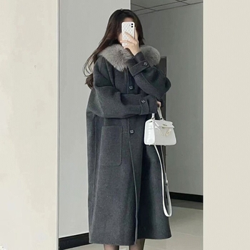 Palton cu glugă din chenille, țesătură spandex, lungime scurtă, mâneci 3/4, stil japonez-coreean lejer