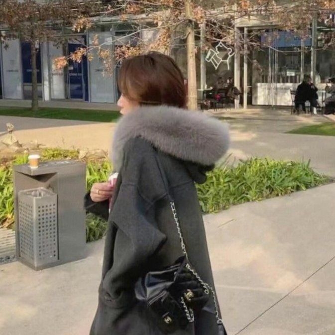 Palton cu glugă din chenille, țesătură spandex, lungime scurtă, mâneci 3/4, stil japonez-coreean lejer