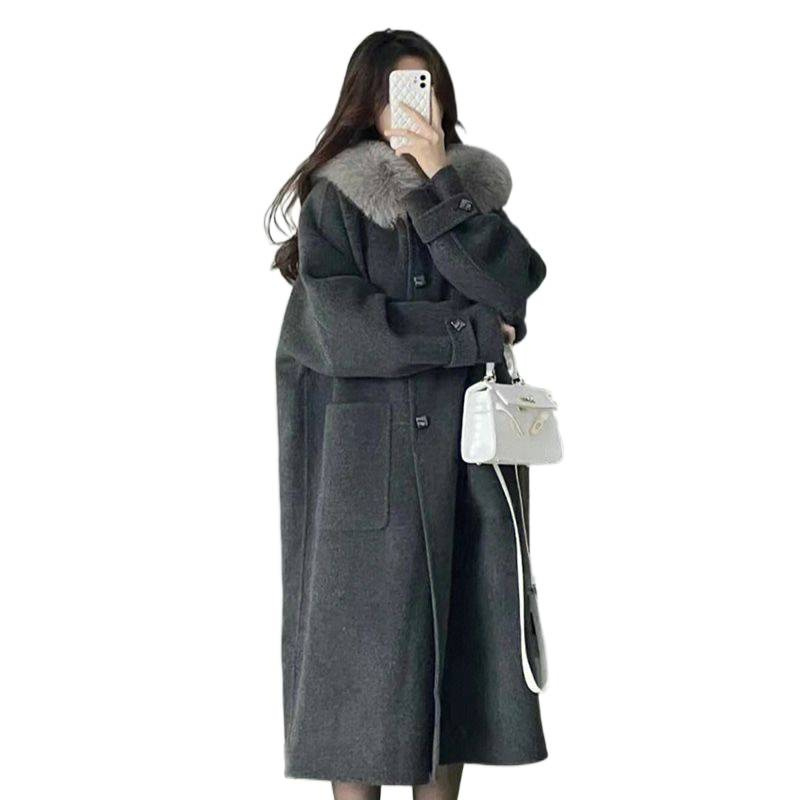 Palton cu glugă din chenille, țesătură spandex, lungime scurtă, mâneci 3/4, stil japonez-coreean lejer