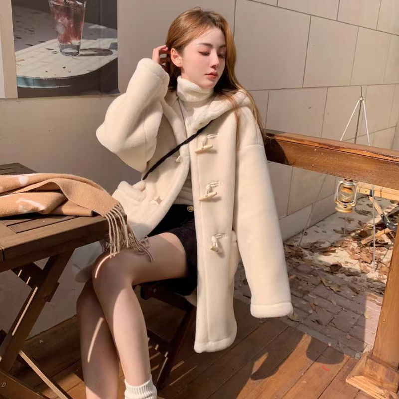 Ženski kaput od baršuna s elastanom, jednobojni uzorak, japansko-korejski ležerni stil, duljina 50-65 cm