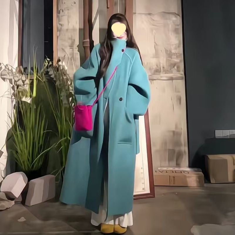 Chenille Spandex kratki kaput sa stojećim ovratnikom, labav kroj, 3/4 rukavi, dvostruko vezivanje