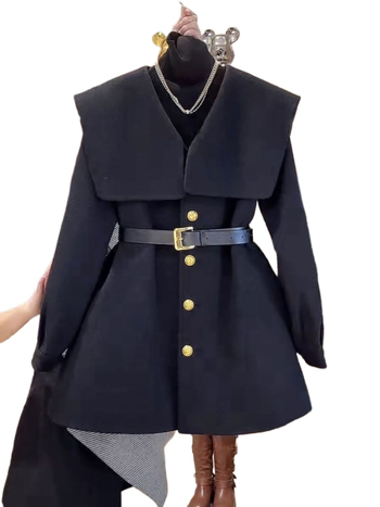Ženski kaput s ovratnikom Doll Collar, Chenille, kratka duljina, rukavi 5/4, Spandex smjesa