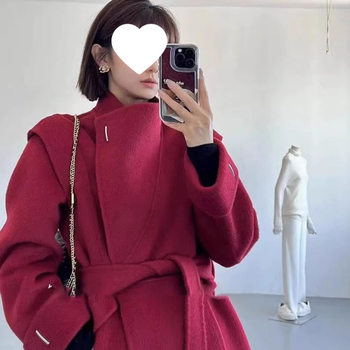 Palton Chenille pentru femei, cu guler înalt, deschidere cu șnur, lungime medie, gros