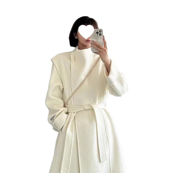 Palton Chenille pentru femei, cu guler înalt, deschidere cu șnur, lungime medie, gros