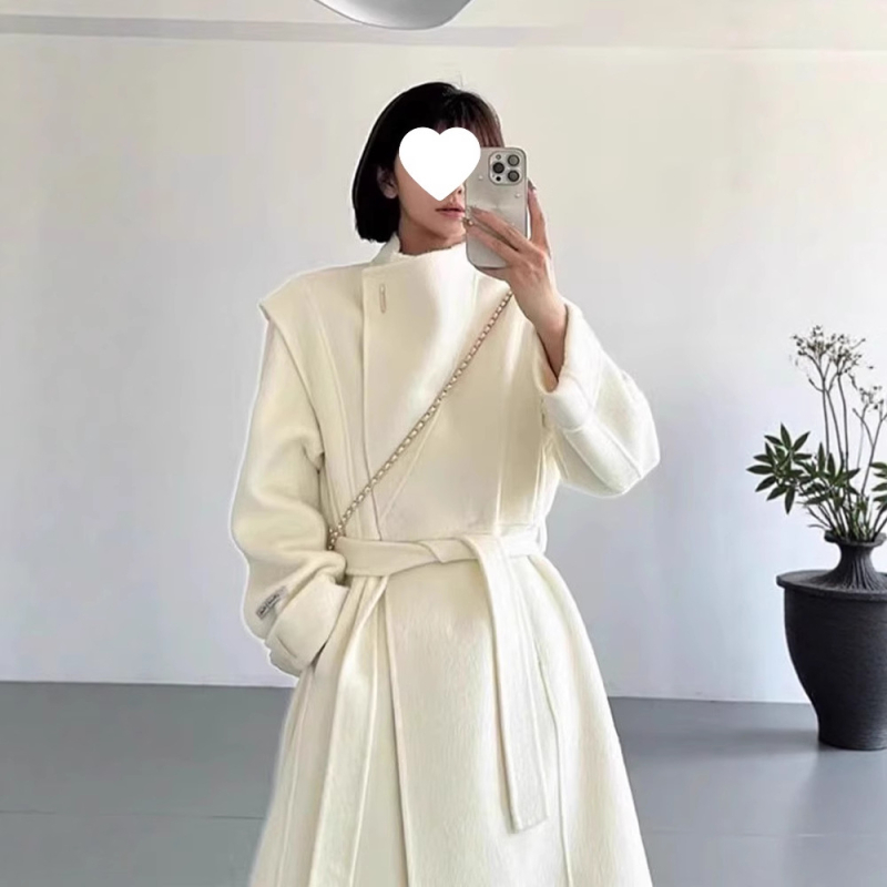 Palton Chenille pentru femei, cu guler înalt, deschidere cu șnur, lungime medie, gros