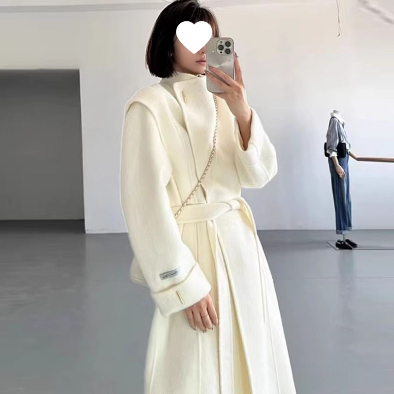 Palton Chenille pentru femei, cu guler înalt, deschidere cu șnur, lungime medie, gros