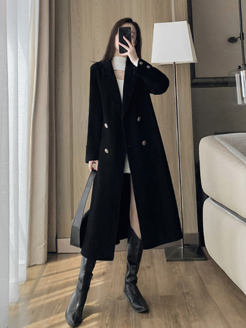 6818 Ženski vuneni kaput, srednje duljine, korejskog stila, dvostruko kopčanje, elegantan i visokokvalitetan.