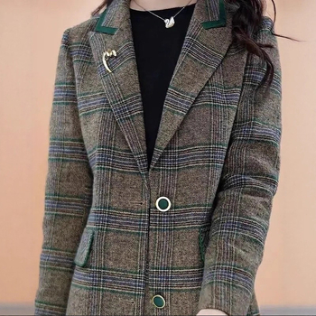 Palton din poliester, monocrom, stil japonez-coreean casual, toamnă 2025, croială slim