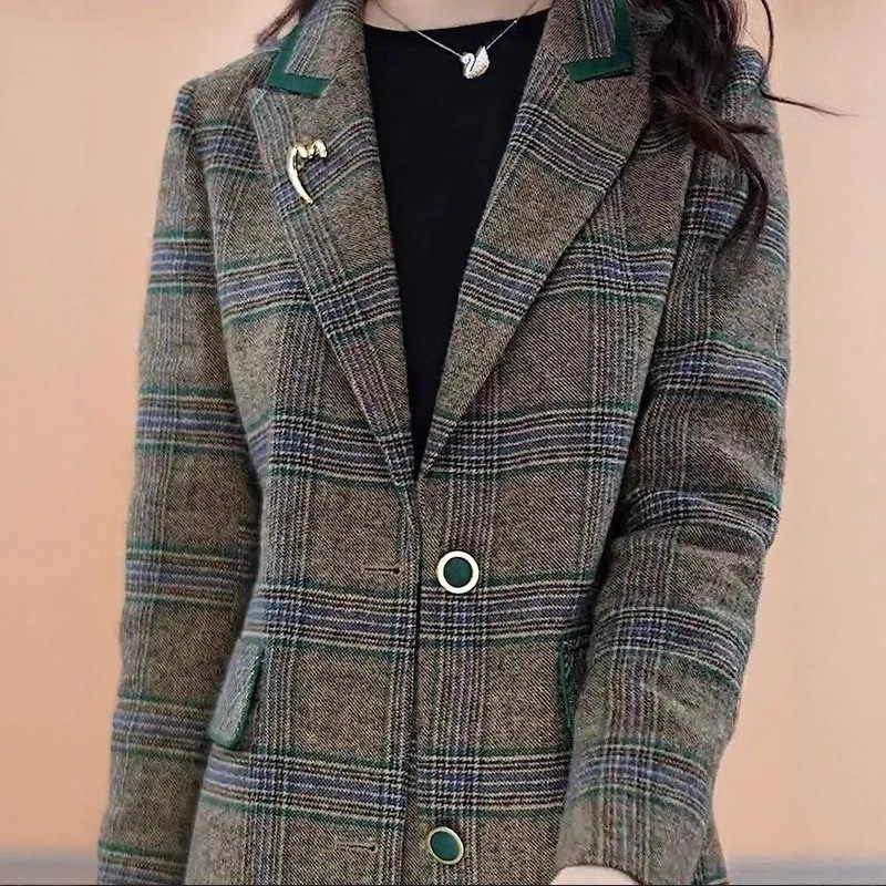 Palton din poliester, monocrom, stil japonez-coreean casual, toamnă 2025, croială slim