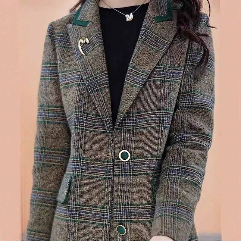 Palton din poliester, monocrom, stil japonez-coreean casual, toamnă 2025, croială slim