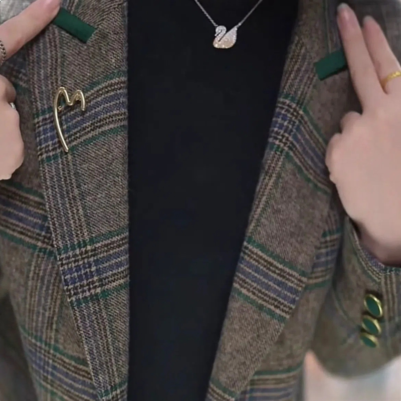 Palton din poliester, monocrom, stil japonez-coreean casual, toamnă 2025, croială slim