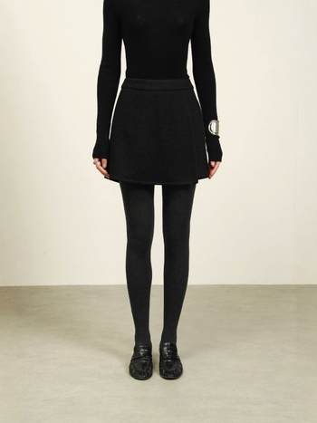 Fustă-pantalon din lână 30%, talie înaltă, textură twill, stil Miu, outfit office elegant