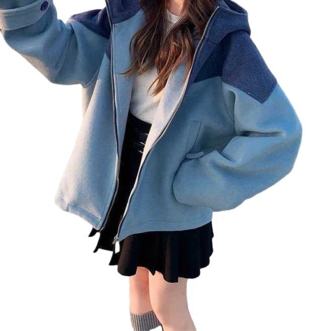 Palton damă Chenille cu glugă, croială lejeră, mâneci 3/4, amestec poliester-spandex