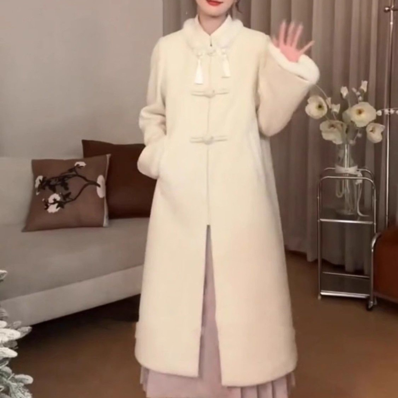 Palton damă Chenille cu guler înălțat, mâneci lungi, lungime extinsă, croială lejeră, amestec spandex