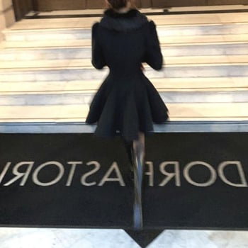 Palton din lână Xin Yizi cu talie accentuată, guler de blană, nasturi dubli, croială slim, mâneci lungi pentru femei adulte