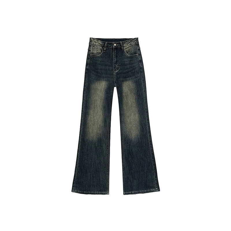 Traperice za siluetu kruškolikog oblika, visokim strukom, denim, blago šireće nogavice, detalj kolaža