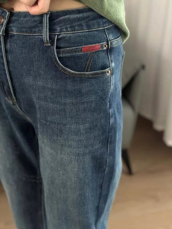 Γυναικεία τζιν από ντένιμ, ψηλή μέση, ελαστικό σε σχήμα αχλαδιού, στυλ Χαρέμ, μήκος στον αστράγαλο, ίσια γραμμή