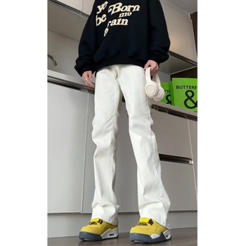 Τζιν με Bootcut για άνδρες, υψηλή μέση, φερμουάρ, καουμπόικο ύφασμα, 65% πολυεστέρας