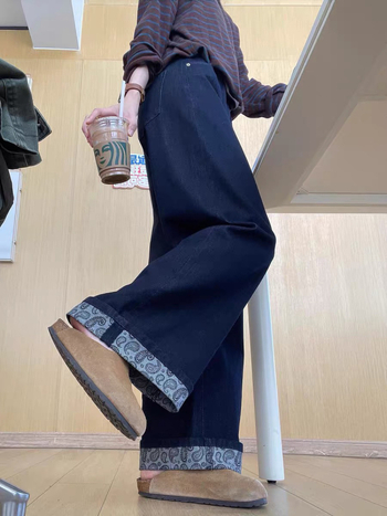 Blugi femei din denim, talie înaltă, croială largă, iarnă 2025, fără călcare