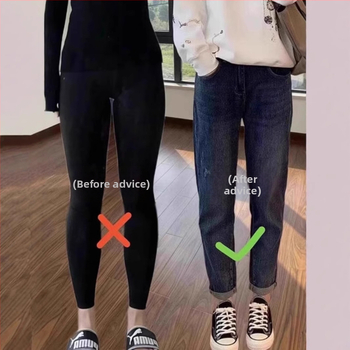 Nohavice z elastického denimu, vysoký pás, voľný strih, hrubá látka, retro rovný strih
